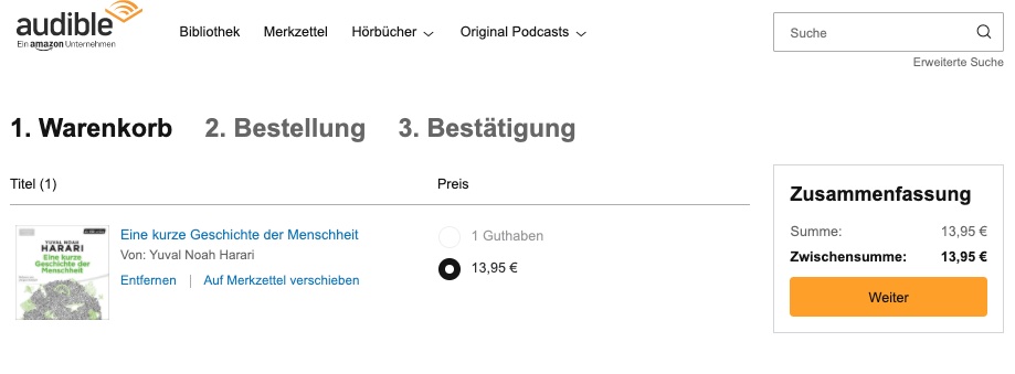 Audible Hörbuch ohne Abo kaufen